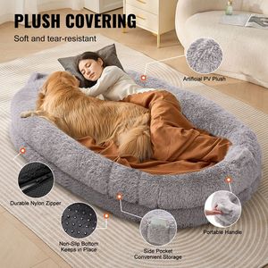 Lit pour chien XL imprimé, 72" x 48" x 10", mousse orthopédique, housse en velours PV lavable - Product Image 3
