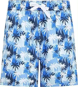 Wholesale Customizable <b>Large</b> Size Men's Casual Elastic Knitted Shorts Mid-Breathable Boxer Pants with Cross-Border Striped Print - Product Image 1