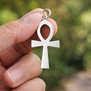 Pendentif Croix Ankh Égyptienne en Argent Sterling 925, Breloque Religieuse, Bijou Unisexe pour Usage Quotidien - Product Image 2