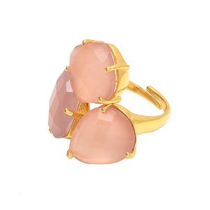 Anillos Colgantes de Plata de Ley 925 con Calcedonia Rosa Facetada, Hechos a Mano, Estilo Vintage para Hombre, Engaste de Puntas, Calidad AAA, Chapados en Oro - Product Image 3