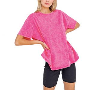 Nouvelle collection de t-shirts décontractés pour femmes en matière douce, effet délavé personnalisé, par le fabricant Fashion. - Product Image 1