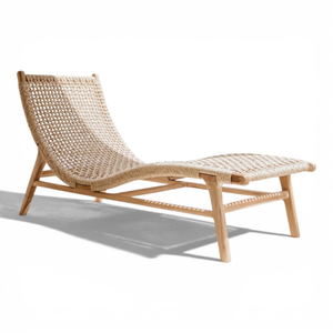 Wooden Sun Lounger <b>Chair</b> with Adjustable Recline Solid Teak Frame Ventilated Slatted Surface <b>and</b> Pull Out Side <b>Table</b> - Product Image 2