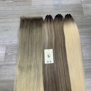Premium Ombre Color Natural Recto Pequeños Nudos HD Cierre Doble Extensiones de trama de máquina dibujada - Product Image 4