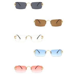 Occhiali da Sole Senza Montatura Rettangolari Retrò con Lenti Colorate - Product Image 4