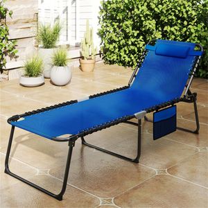 Lettino Pieghevole Moderno da Esterno, 68 cm di Larghezza, Schienale Regolabile in 4 Posizioni, Cuscino Impermeabile Blu Navy - Product Image 5