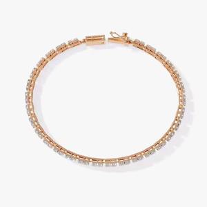 Silver <b>Rose</b> Gold Plated Moissanite Tennis Bracelet Brilliant Cut Channel Setting Geometric Design Trendy Unisex Everyday Wear - Product Image 3