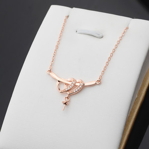 Collar con Colgante de Doble Corazón de Plata S925 para Mujer, Accesorios de Perlas DIY, Cadena de Clavícula Vacía, Soporte para Colgantes de Moda - Product Image 2