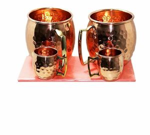 Copper cocktail <b>serving</b> mug <b>set</b> for luxury gourmet <b>beverage</b> corners hammered finish metal cups durable reusable <b>serving</b> mugs - Product Image 5