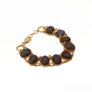 Pulsera de Eslabones con Cabujón Ovalado de Labradorita Chapada en Oro, Joyería Clásica Unisex - Product Image 2