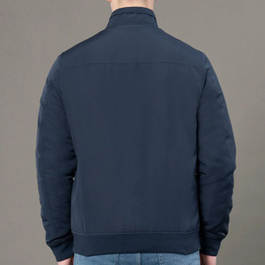Blouson bomber bleu marine pour homme, col montant, fermeture éclair, vêtement décontracté pour l'automne, coupe-vent, doublure en polaire polyester - Product Image 2