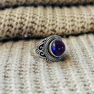 Vintage Amethyst Brass <b>Ring</b> <b>Silver</b> Plated Ethnic Tribal Wholesale <b>Ring</b> For Women - Product Image 3