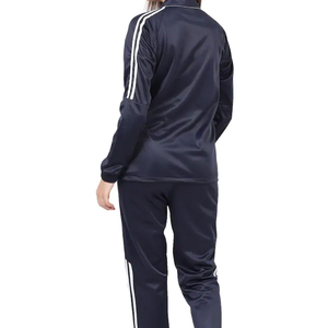<b>Women's</b> <b>Navy</b> Blue 2-Piece Satin Tracksuit Set Full Sleeve Zip-Up Jacket and Pants Sporty Style Regular Fit All Seasons Wear - Product Image 4