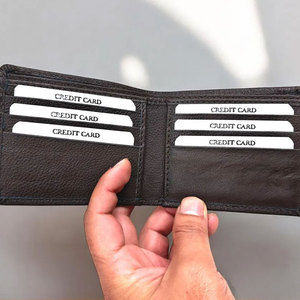 Portefeuille en cuir de vachette naturel pour hommes, fait main, fin, à double pli, en cuir véritable, haute qualité - Product Image 3