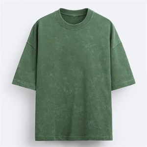 Camiseta de Algodón Verde Sólido Extra Grande para Hombre, Cuello Redondo, Manga Corta, Estilo Casual, Tejido de Punto - Product Image 1