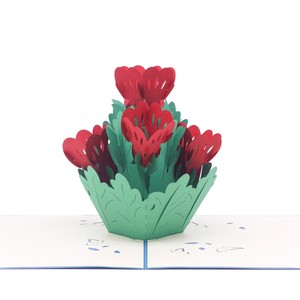 Carte de vœux en papier avec fleur de rose, carte pop-up 3D, roses faites à la main, cartes pop-up sur le thème des roses, carte 3D pop-up, carte de vœux spéciale, artisanat - Product Image 2