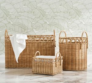 Natural Rattan <b>Storage</b> <b>Basket</b> With Handles Handmade Wicker Organizer Laundry <b>Basket</b> <b>Toy</b> <b>Storage</b> Home Decor For Living Room - Product Image 6