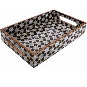 Elegant Enamel MDF Serving <b>Tray</b> with Handles for Coffee, Tea, <b>Breakfast</b> & Home Decor Use - Product Image 6