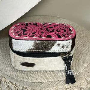 Luxury Hand Tooled Leather Mini Jewelry <b>Box</b> Organizer New Floral Design Fur Leather High Quality Ring Holder Travel <b>Storage</b> Case - Product Image 1