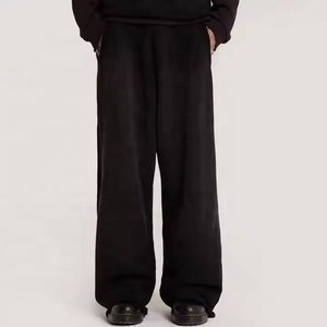PHANTOM IMPEX Joggers en molleton bouclette pour homme, coupe ample, noir, jambe large, taille élastique, coton, décontracté, respirant, poches latérales - Product Image 5