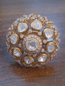floral Shape Cocktail <b>Ring</b> With green doublet Stone Gold Plated Women's Wedding Jewelry Glam ethnic Style <b>adjustable</b> <b>ring</b> - Product Image 6