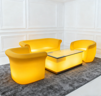 Canapé de salon avec éclairage LED dernier cri, canapé lounge en plastique éclairé par LED rechargeable et étanche pour patio extérieur