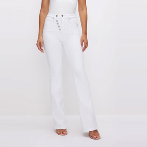 Jeans pour femmes coupe skinny taille moyenne en denim respirant, style Boyfriend, couleur claire - Product Image 5