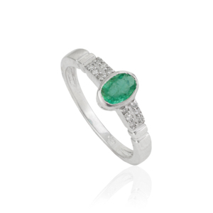 Hot Selling 925 Sterling <b>Silver</b> Single Stone Natural <b>Emerald</b> & Diamond Fine <b>Ring</b> Jewelry For Women May Birthstone Daily Wear - Product Image 3