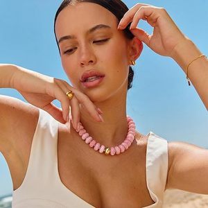 Necklace, <b>Summer</b> Fashion Statement Boho Beaded Chunky Necklace for Women, Adjustable Length, Lightweight & Cool, Suitable for - Product Image 4