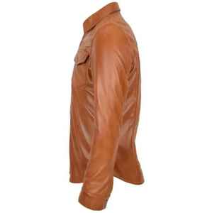 Camisas de Hombre de Cuero Marrón Auténtico, Estilo Elegante, Personalizadas OEM, Transpirables, Antiarrugas, Ecológicas, de Alta Calidad, Ligeras y Satinadas - Product Image 6
