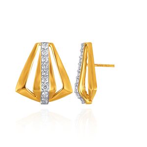 Pendientes de Diamantes de Oro Amarillo de 14K, Corte Brillante Redondo, Diamantes Cultivados en Laboratorio, Diseño Minimalista, Uso Diario para Mujer - Product Image 4