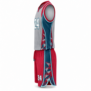 Ensemble d'uniformes de basketball sublimés personnalisés, maillot de basketball à col en V et short pour les équipes de jeunes et d'adultes, vente en gros - Product Image 4