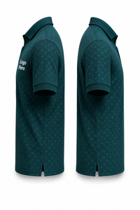 Camiseta de Golf para Hombre, Color Verde Oscuro, 100% Algodón, Manga Corta, Tejido Transpirable, Informal, con Logotipo Estampado en la Parte Delantera - Product Image 4
