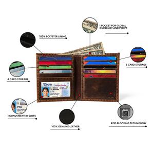 Cartera de Piel de Vaca de Grano Completo con Bloqueo RFID Multifuncional Billetera Delgada Tarjetero Corto de Marca de Lujo Personalizada para Hombre - Product Image 5