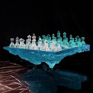 Échiquier en résine personnalisé de haute qualité, coffret de jeu d'échecs, pièces d'échecs en résine argentée de luxe, très vendu et abordable - Product Image 3