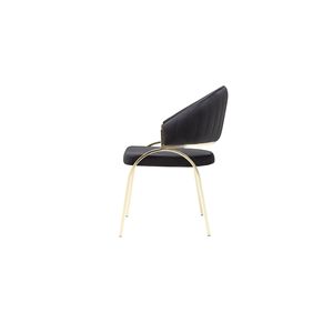 Chaise de salle à manger Ruby moderne et contemporaine en métal noir avec pieds dorés - Product Image 5
