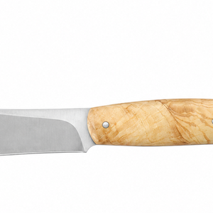 Cuchillos de caza de hoja fija con hoja satinada plateada de punta caída y mango de madera marrón claro natural para camping al aire libre - Product Image 2