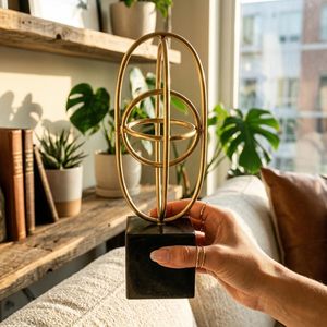 Golden Celestial Harmony Metal Sculpture Antique Handmade Tabletop Showpiece for Home Living Room <b>Office</b> <b>Decor</b> & Gift - Product Image 3