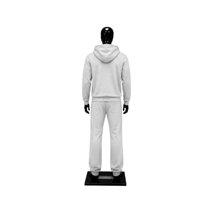 Ensemble de survêtement argenté pour homme, sweat à capuche zippé et pantalon de jogging coupe droite, tenue de sport décontractée unie, vente en gros et personnalisation - Product Image 2