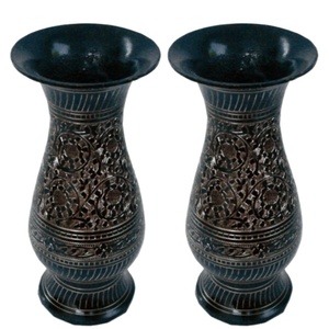 Royal Engraved Art Deco Metal Tabletop <b>Vase</b> - Product Image 1