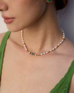Collier ras du cou en perles de cristal de verre bleu sarcelle, pendentif goutte d'eau, perles facettées, pour femme, idéal pour les vacances d'été - Product Image 4