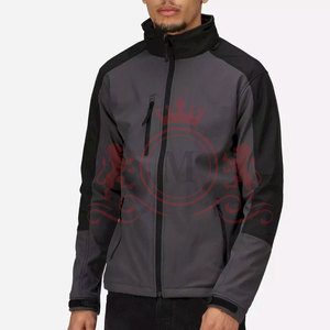 Veste polaire pour homme coupe-vent à col montant avec fermeture éclair, décontractée pour l'extérieur, automne, coupe régulière, en polyester, couleur unie - Product Image 3