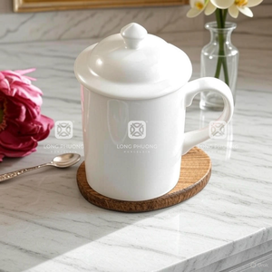 แก้วพอร์ซเลนสีขาวทรงรีสำหรับร้านอาหารกาแฟชาทรงสูงแบบกำหนดเองขายส่งจำนวนมากจากเวียดนาม - Product Image 2