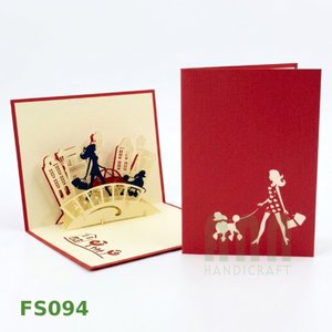 ANN HANDICRAFT Handmade 3D Walking Girl Pop-up Friendship Card 4-Color Die-Cutting Printed Paper <b>Matte</b> <b>Varnishing</b> for Mother's - Product Image 1