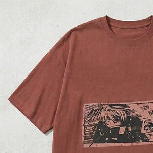 เสื้อยืดคอตตอนทรงหลวมแบบดรอปโชว์เดอร์สีน้ำตาลพรีเมียมสำหรับผู้ชาย สั่งทำโลโก้ได้ตามต้องการ  ใส่สบายๆ ในฤดูร้อน - Product Image 5