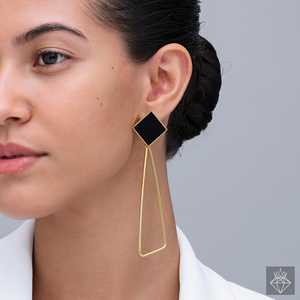 Pendientes colgantes de esmalte cuadrado de moda de PRAO - Product Image 3