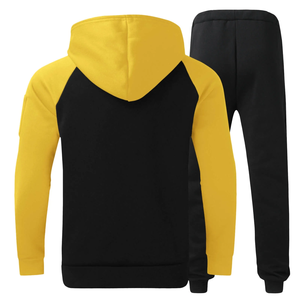 Premium Quality Modern Design Man's Solid Color 450 GSM 100% Cotton Breathable Knitted Casual Hooded Winter 2-Piece Set - Product Image 2