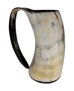 Modern Handmade Ox Horn Mug One Solid Piece Sturdy Feel Realistic Viking Style Natural Color Custom Size for Home Decoration - Product Image 2