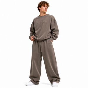 Sweat-shirts à capuche oversize de haute qualité, sweat-shirts à col rond avec logo en relief ton sur ton personnalisé, joggers, athleisure en molleton de coton épais de luxe, fabrication OEM - Product Image 1