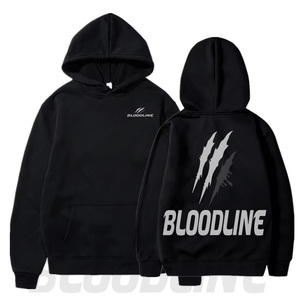 Sweat-shirt à capuche noir pour homme Bloodline, coupe classique, en coton French Terry, décontracté, pour l'automne, avec poche avant et impression par transfert thermique - Product Image 1