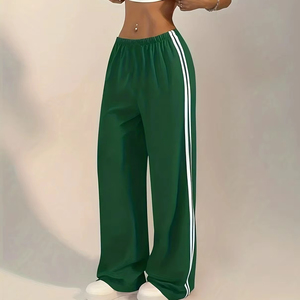 Contrast <b>Trouser</b> Fashion Casual Pants Solid Color Breathable Loose Straight <b>Drawstring</b> Pants Streetwear - Product Image 1